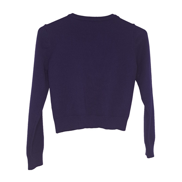 Shein Juniors Cardigan Size One Size Navy Blue Argyle Cropped Collegiate - Picture 3 of 8